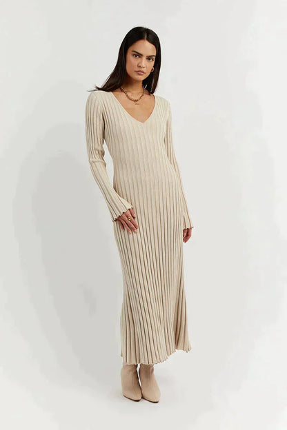 Vestido de Punto Cálido Manga Larga - Vestiria