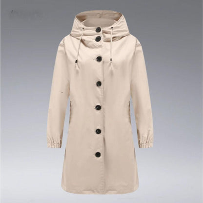 Chaqueta Impermeable Mujer con Capucha y Bolsillos