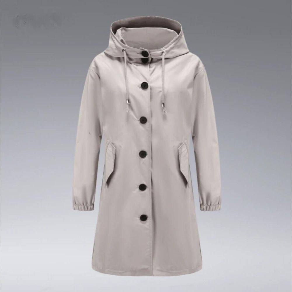 Chaqueta Impermeable Mujer con Capucha y Bolsillos
