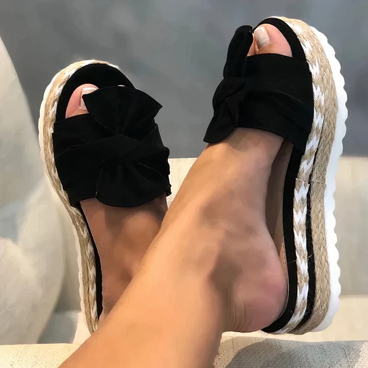 Sandalias de Cuña con Lazo Elegantes