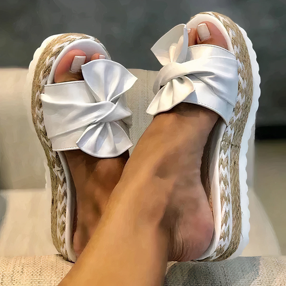 Sandalias de Cuña con Lazo Elegantes - Vestiria