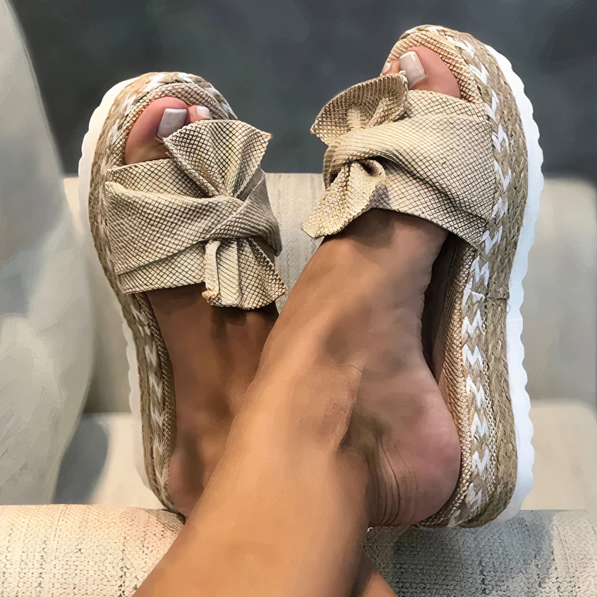 Sandalias de Cuña con Lazo Elegantes