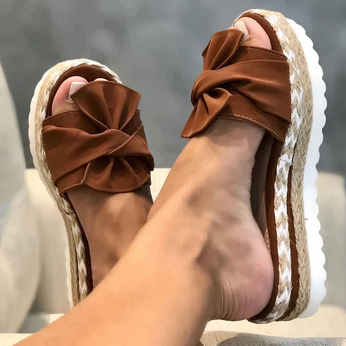 Sandalias de Cuña con Lazo Elegantes