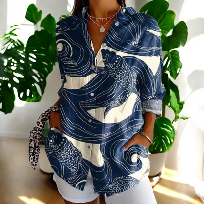 Blusa ligera con botones y corte cómodo mujer