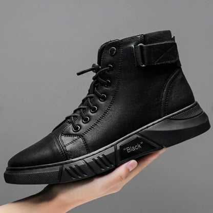 Botas de piel negro hombre elegantes