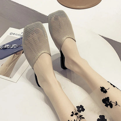 Zapatos Mocasines Elegantes con Malla y Punta Cuadrada
