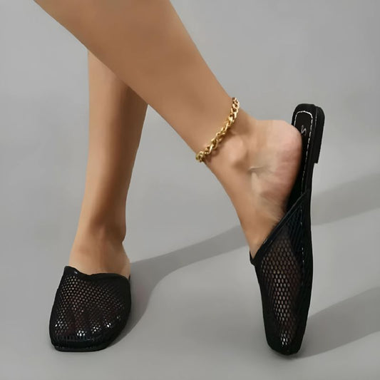 Zapatos Mocasines Elegantes con Malla y Punta Cuadrada - Vestiria