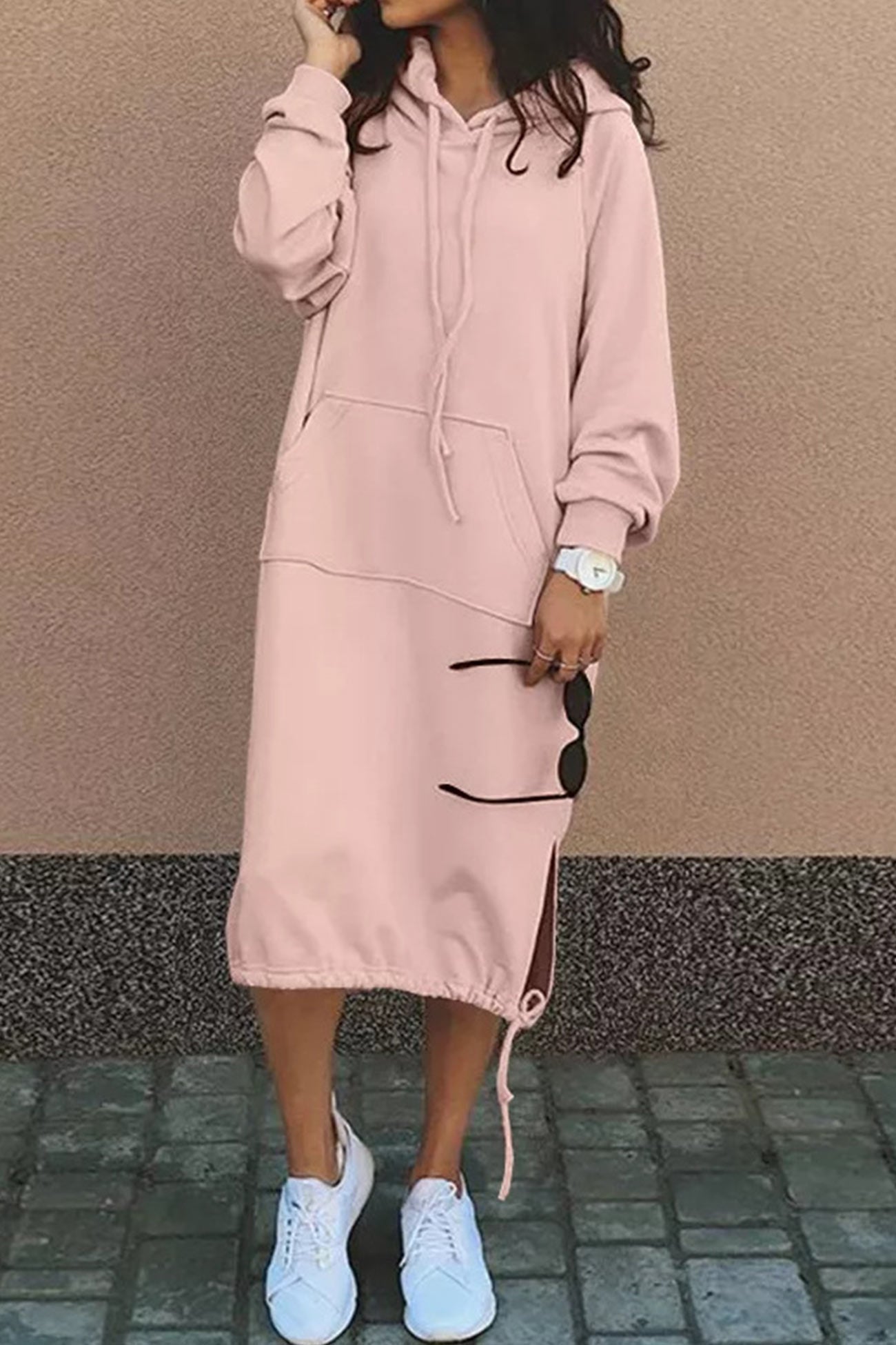 Vestido sudadera cómodo con capucha mujer - Vestiria