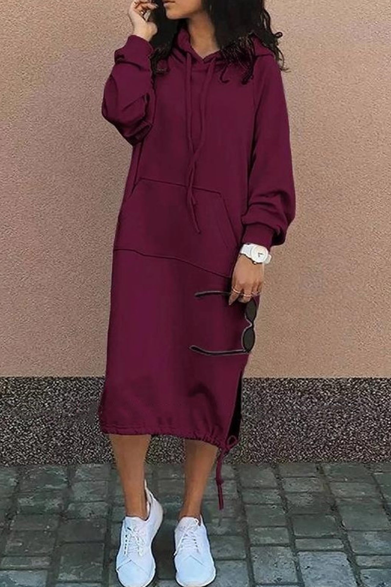 Vestido sudadera cómodo con capucha mujer