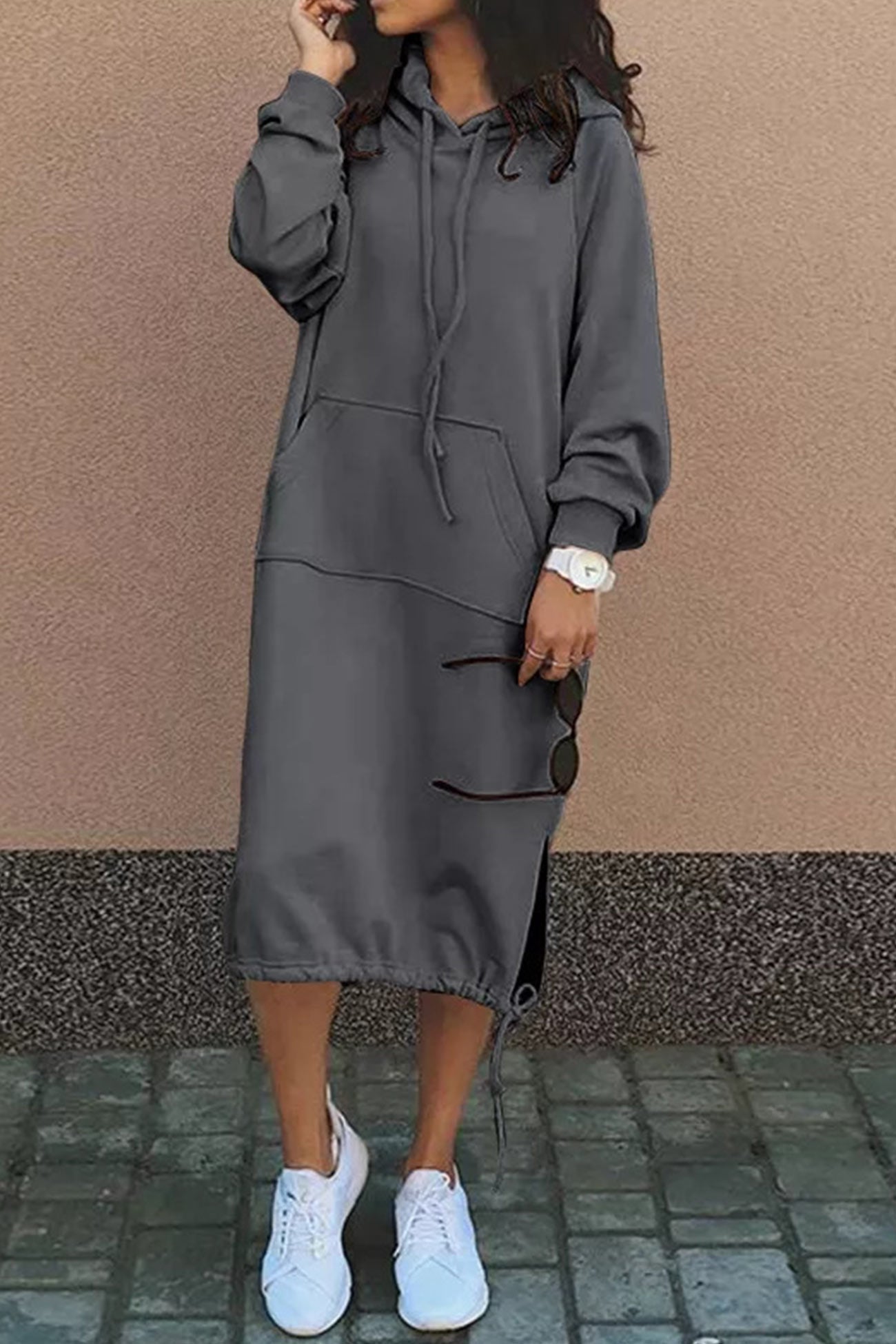Vestido sudadera cómodo con capucha mujer