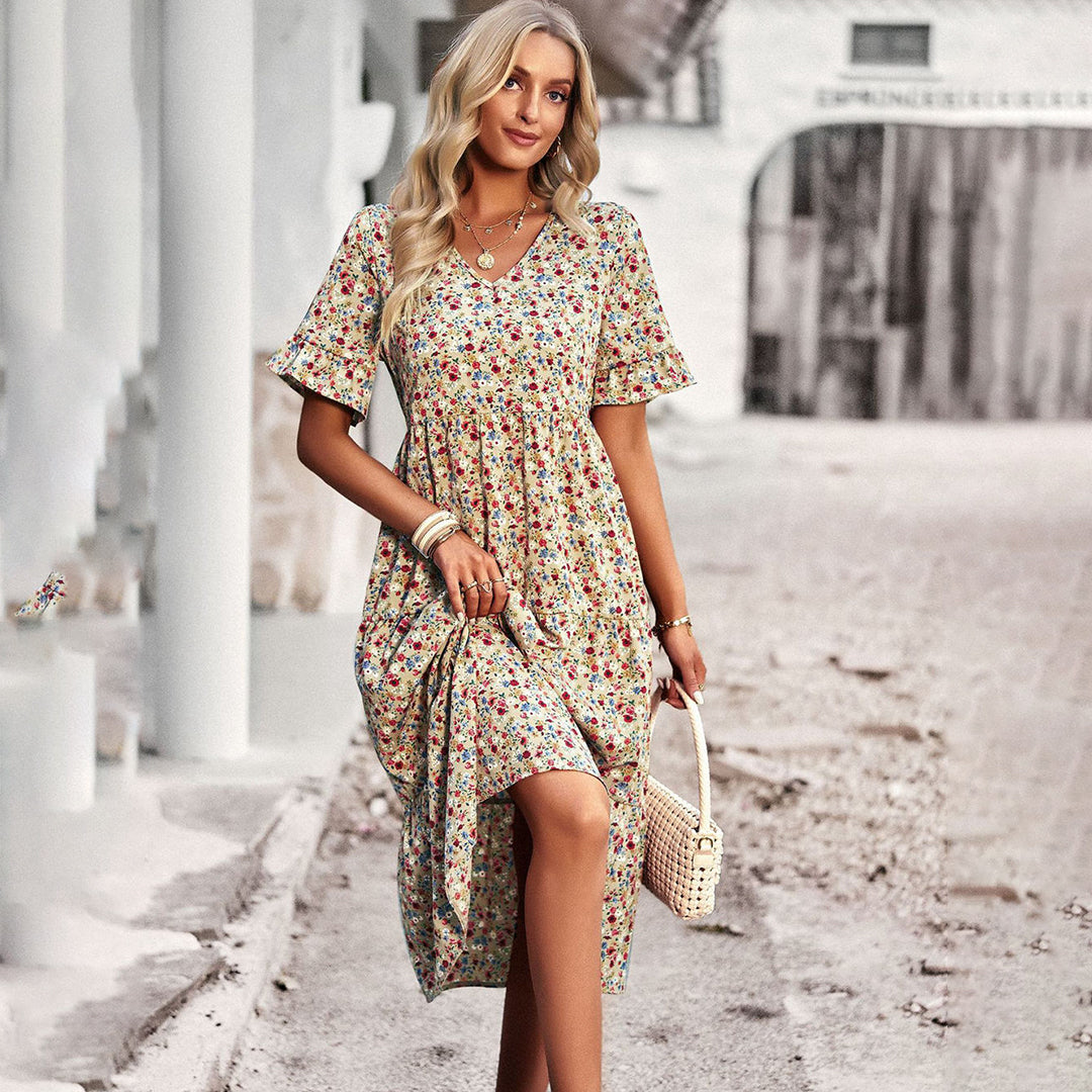 Vestido Midi Florido Elegante - Vestiria