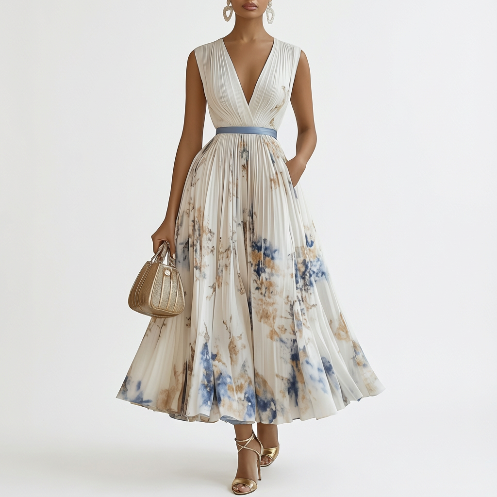 Vestido Mujer Blanco Midi Elegante Sin Mangas - Clara Moda