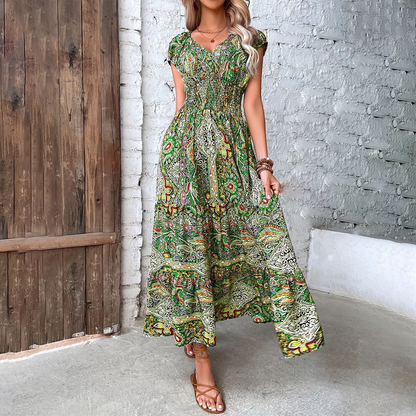 Vestido Maxi Boho Estampado Floral - Vestiria