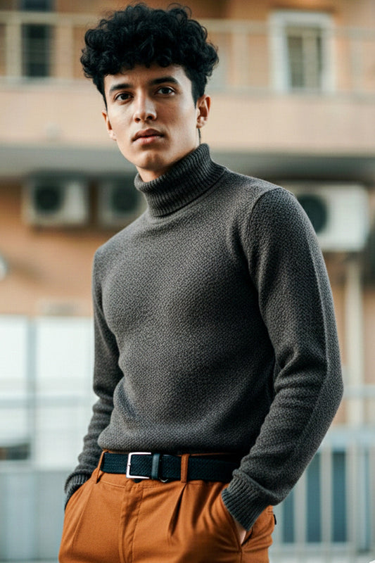 Sudadera Cuello Alto Negro Cachemir - Vestiria
