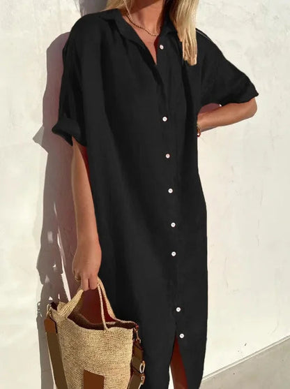 Vestido Ligero Verano Manga Corta Botones