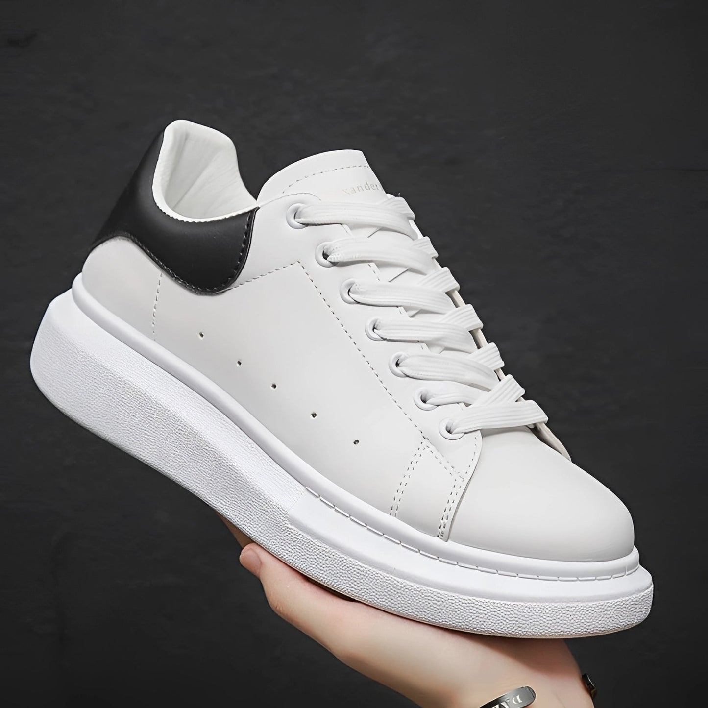 Zapatillas Hombre Piel Blanco Plataforma Alto