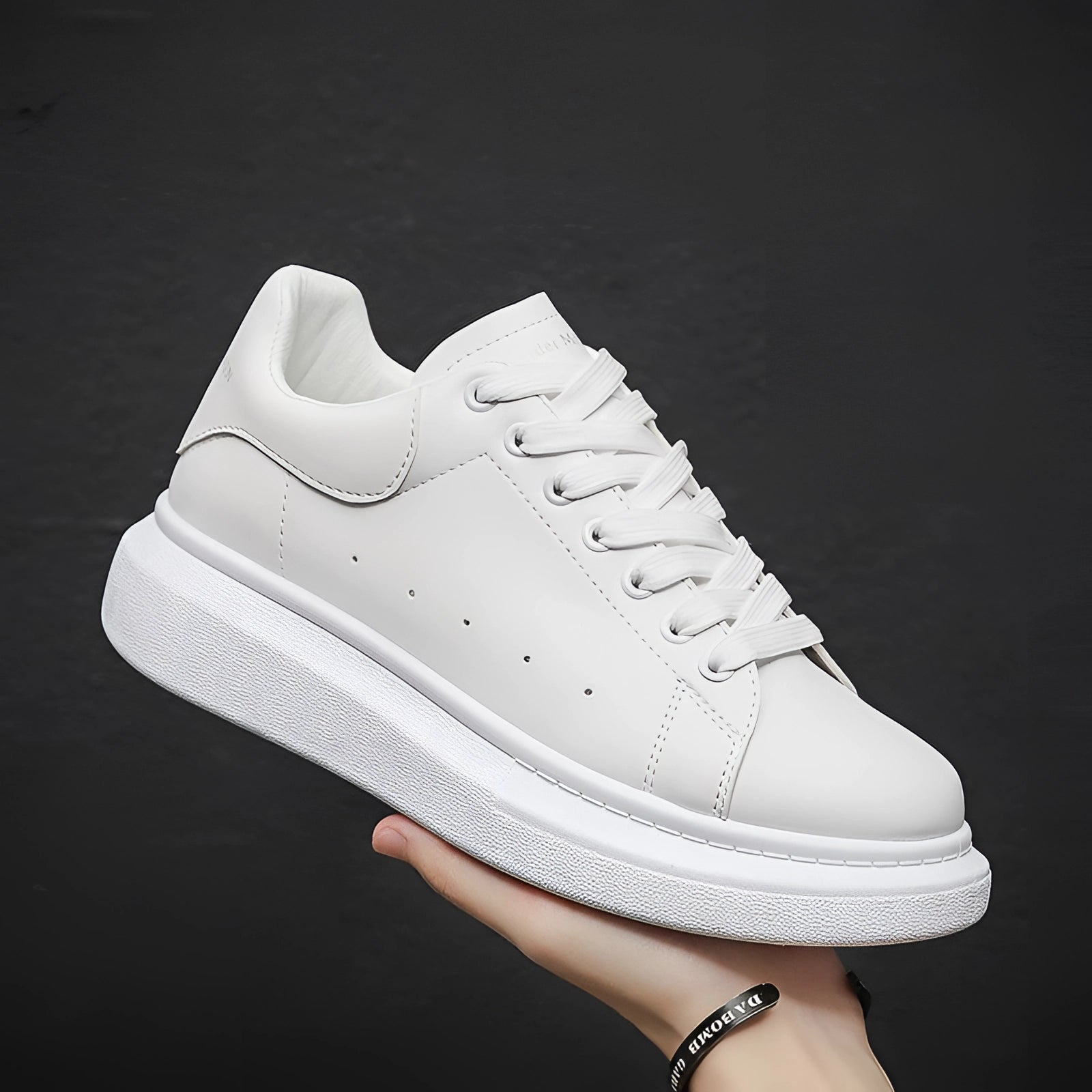 Zapatillas Hombre Piel Blanco Plataforma Alto - Vestiria
