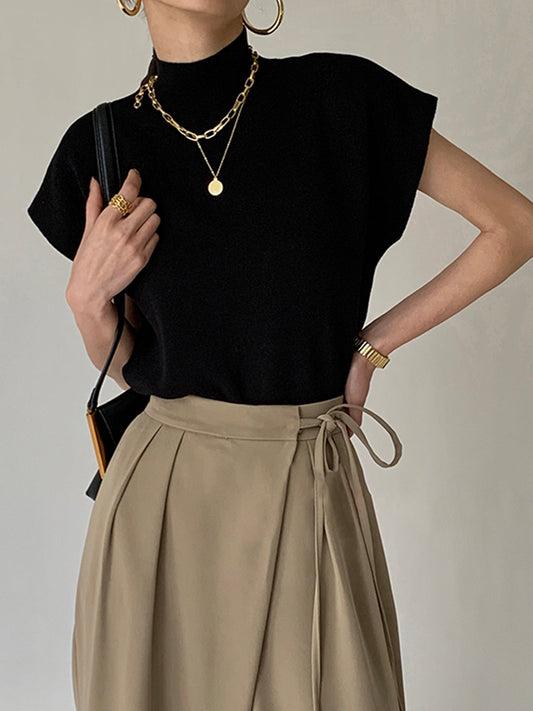Chaleco de Punto Cuello Alto Mujer Elegante - Vestiria