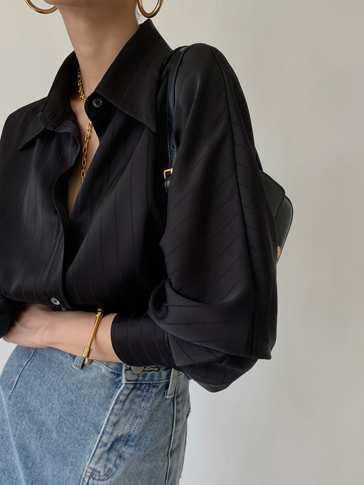Camisa Oversize Cuello Alto Mujer