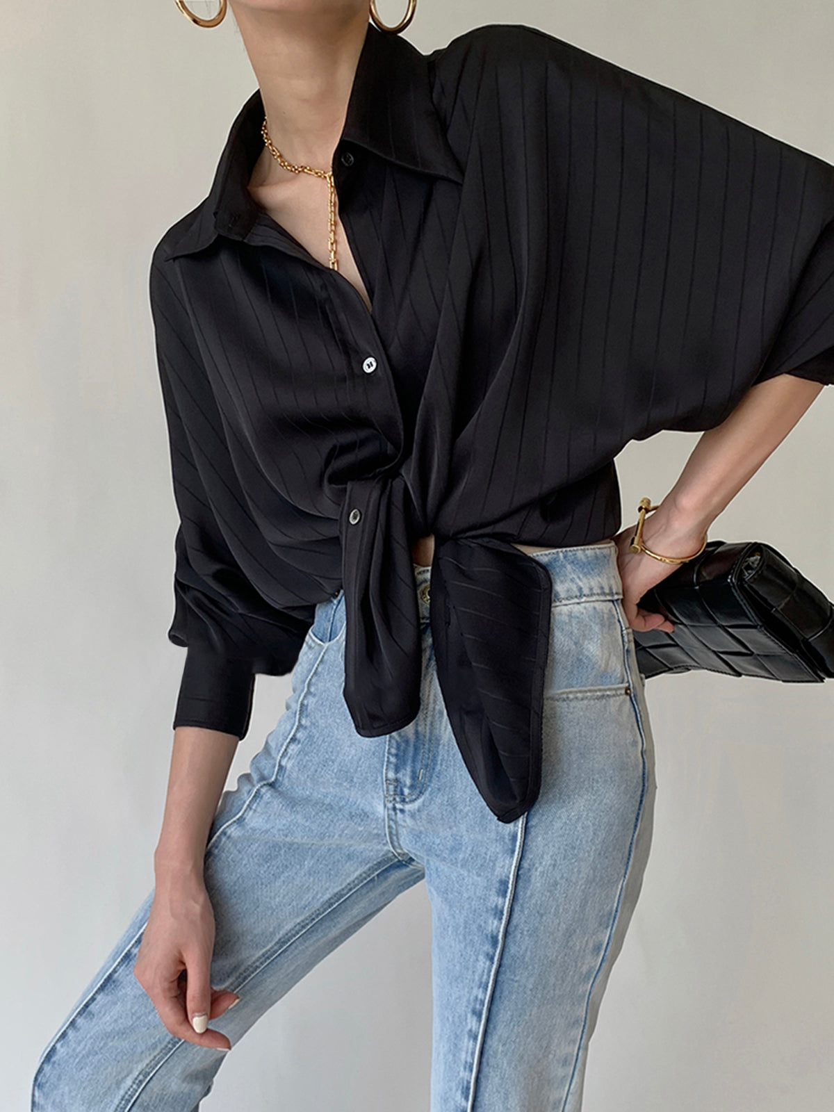 Camisa Oversize Cuello Alto Mujer - Vestiria