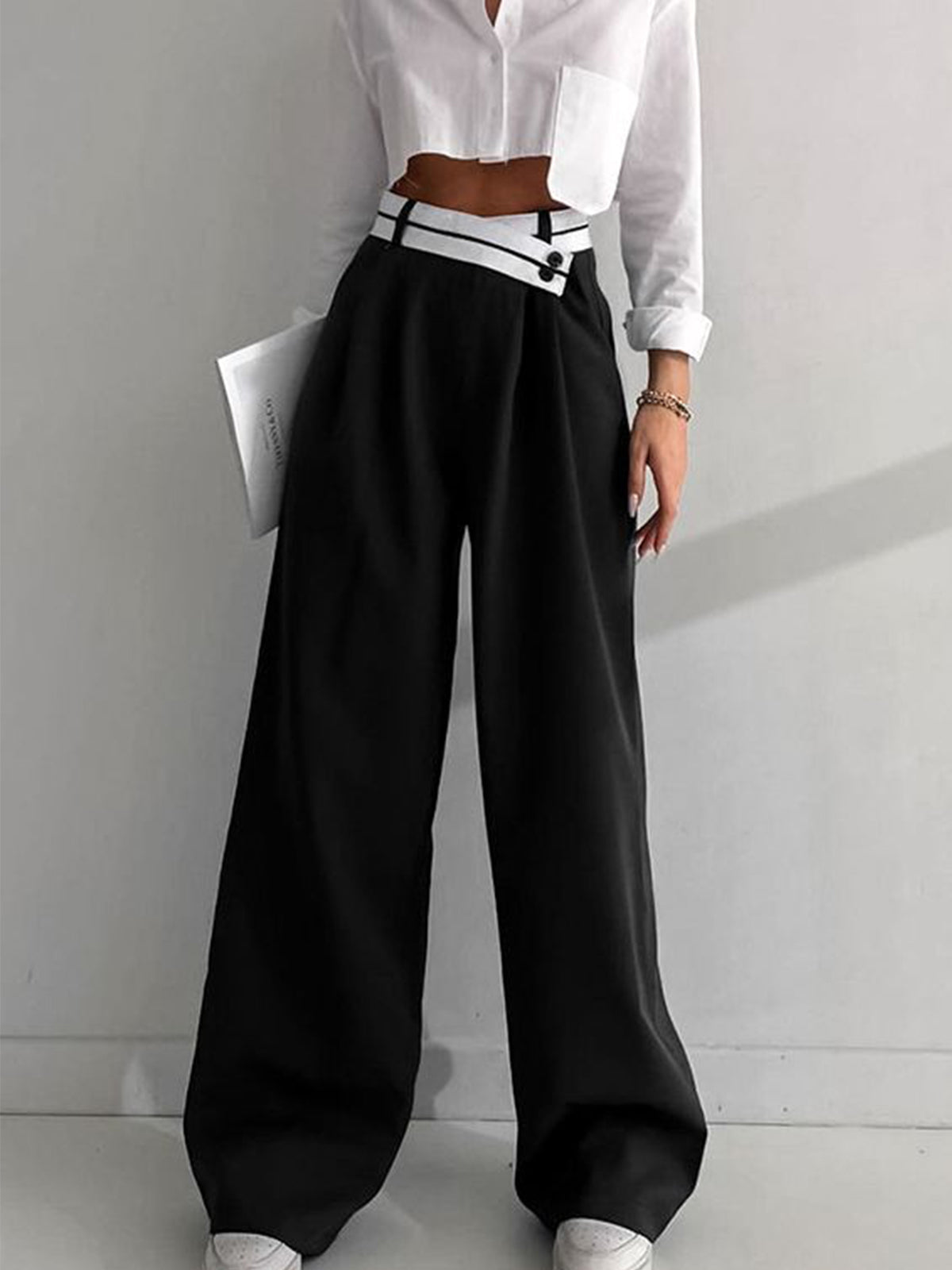 Pantalón Mujer Clásico Elegante Cintura Alta