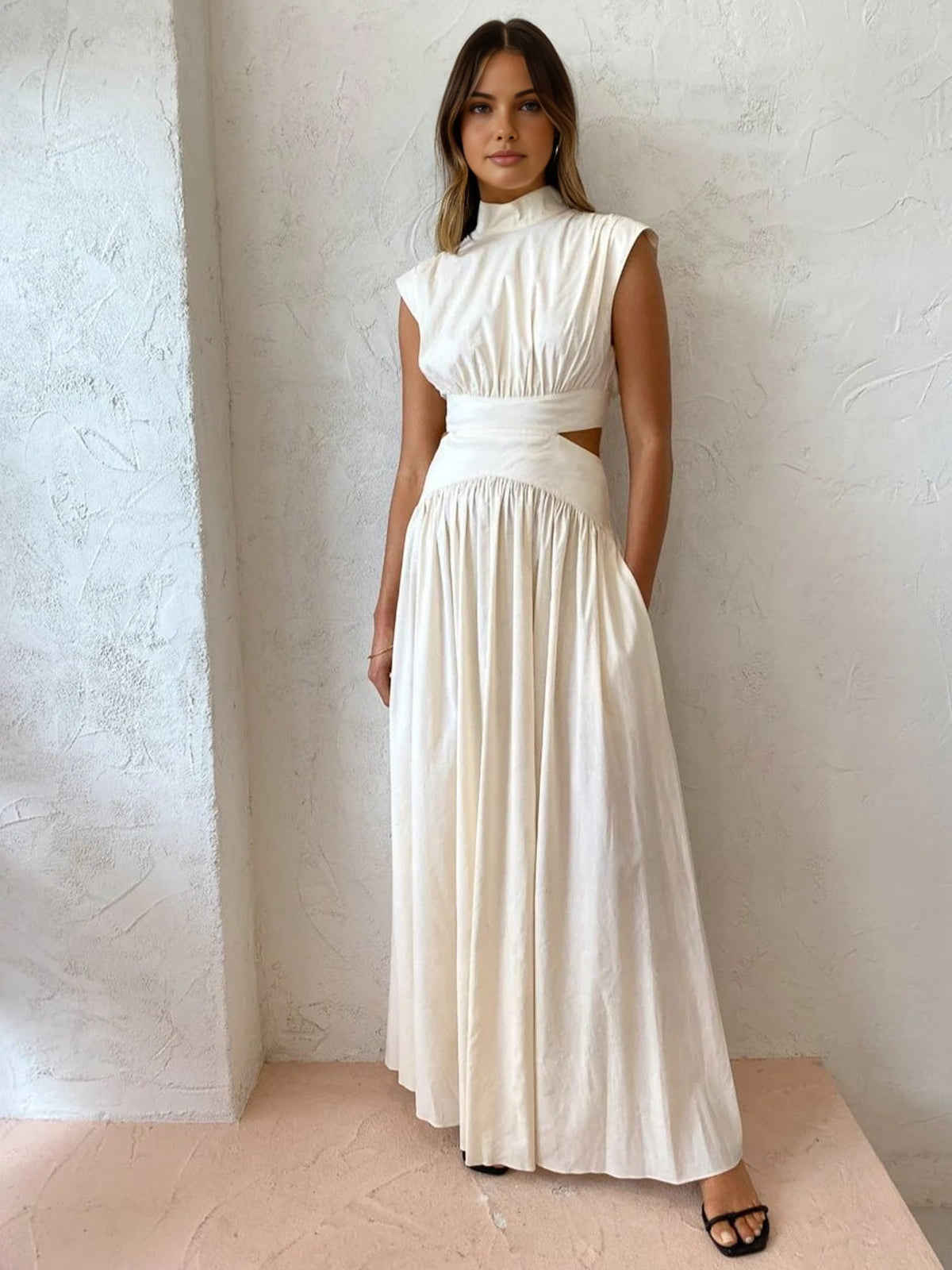 Vestido Largo Elegante con Escote Pico - Vestiria