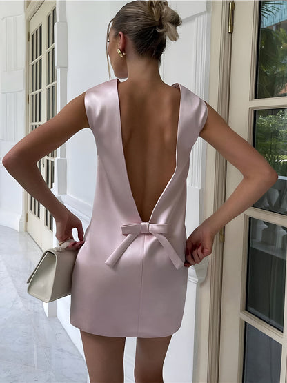 Vestido Satén Mini Sexy sin Espalda - Vestiria