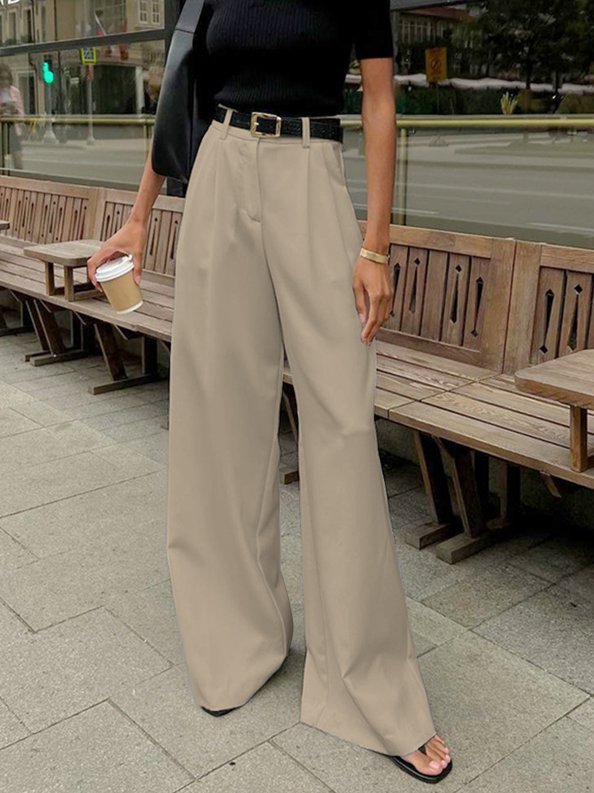 Pantalón Mujer Amplio Cintura Alta