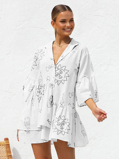 Vestido Corto Estampado Floral Gran Talla