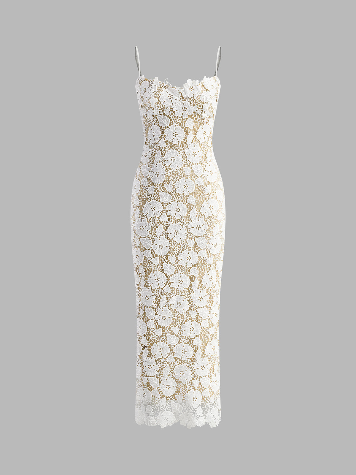 Vestido de Encaje Ligero Capas Duplas - Vestiria