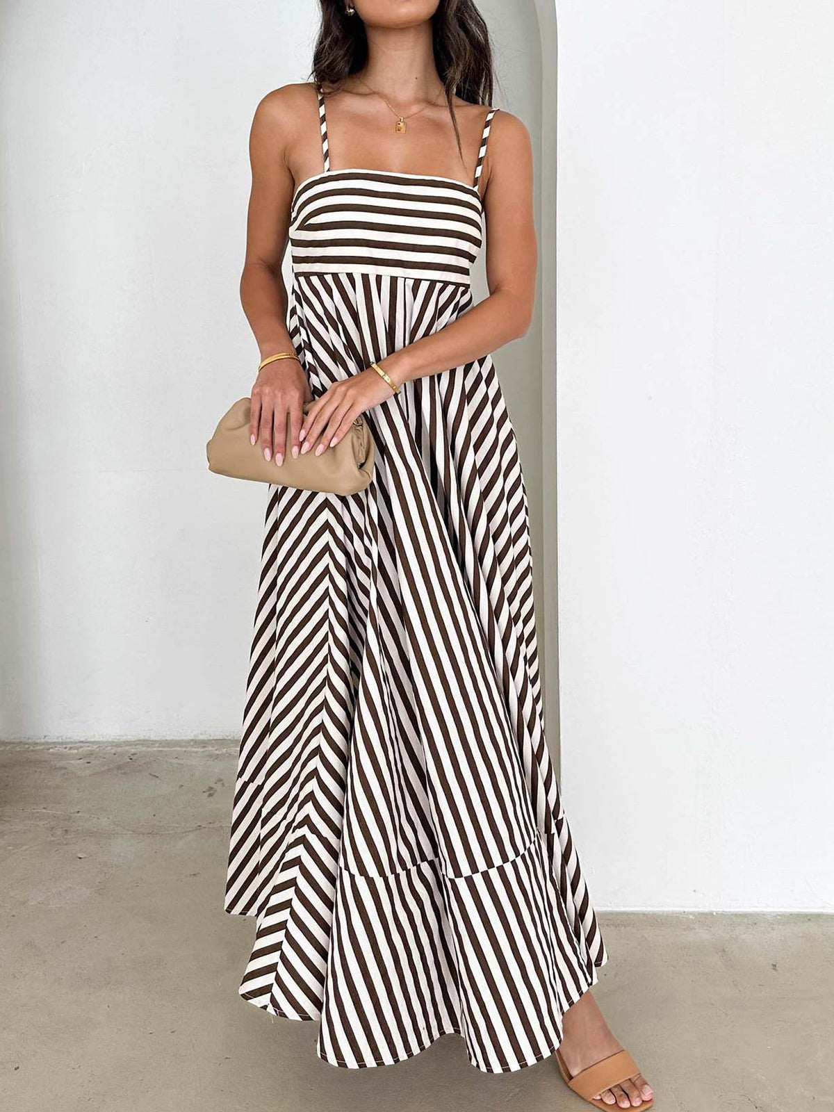 Vestido Largo Estampado Rayas Elegante - Vestiria