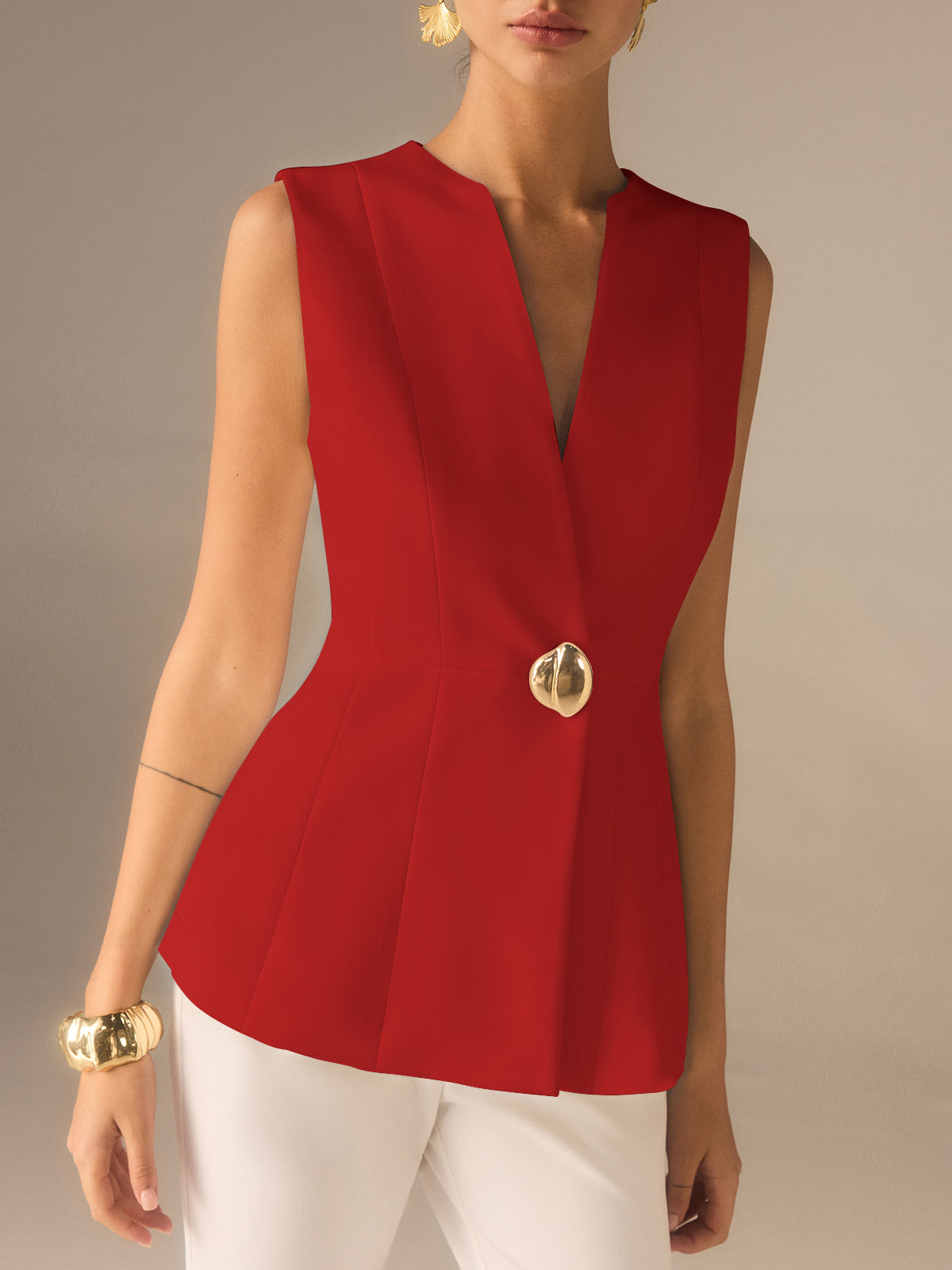 Chaleco sin mangas elegante cuello en V