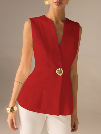 Chaleco sin mangas elegante cuello en V