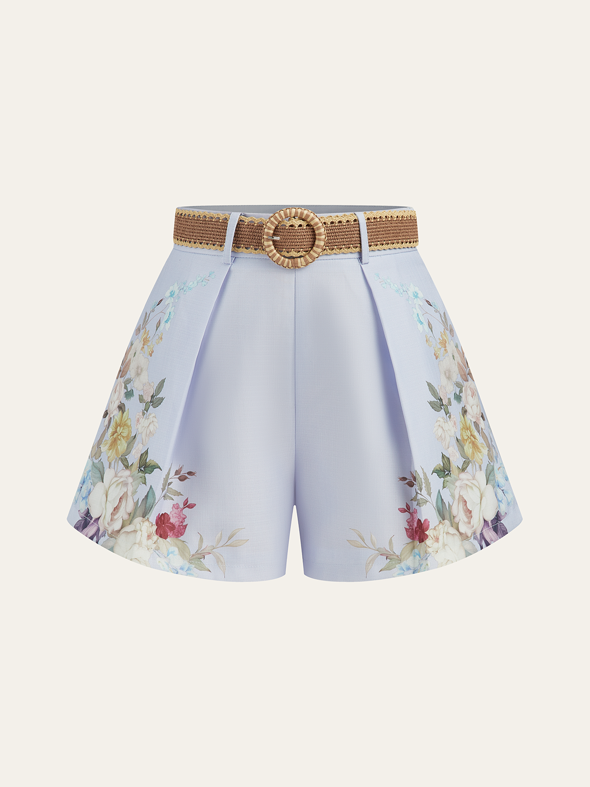 Pantalones cortos estampados con cinturón alto moda