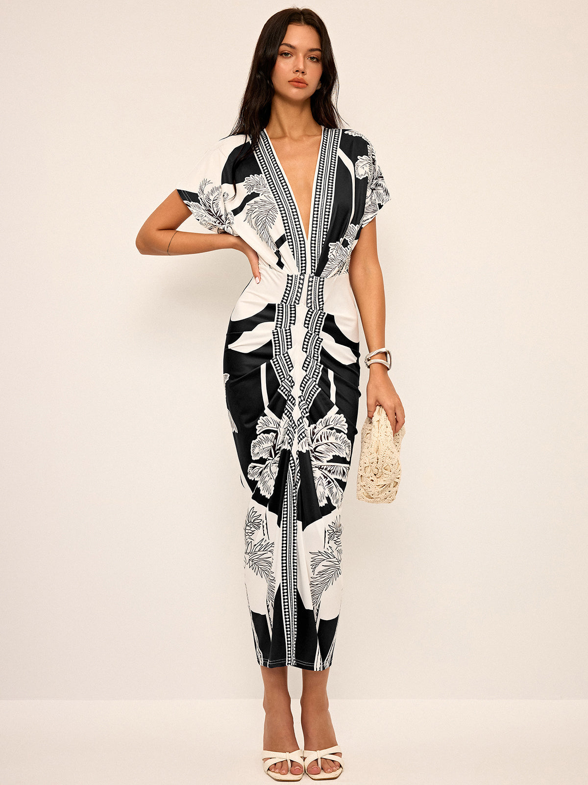 Vestido Midi Estampado Chic Escote en V