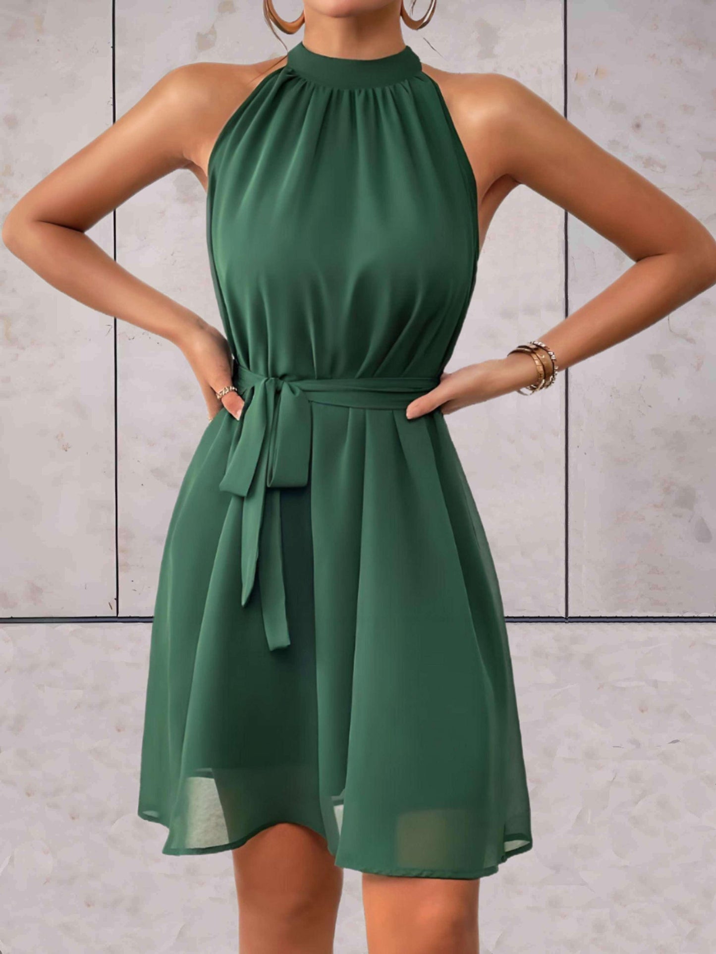 Vestido Elegante Sin Mangas Cuello Halter