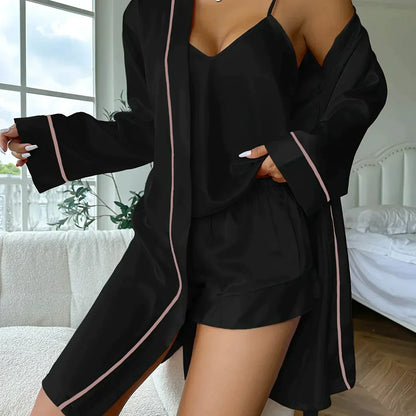 Pijama Mujer Satén 3 Piezas Elegante