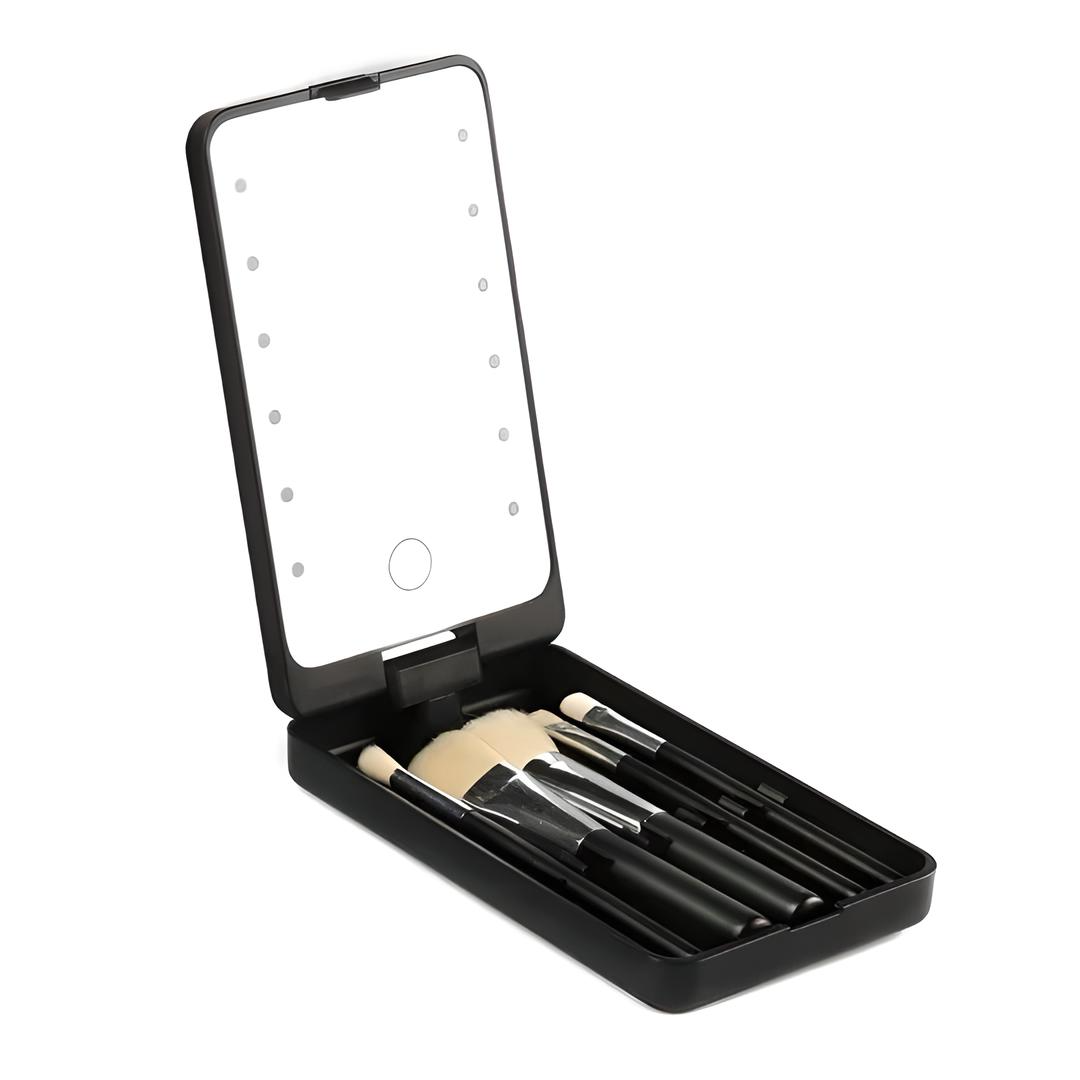 Kit de brochas de maquillaje de viaje con funda de lujo