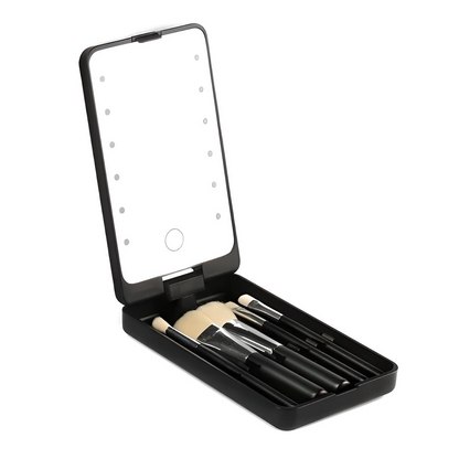 Kit de brochas de maquillaje de viaje con funda de lujo