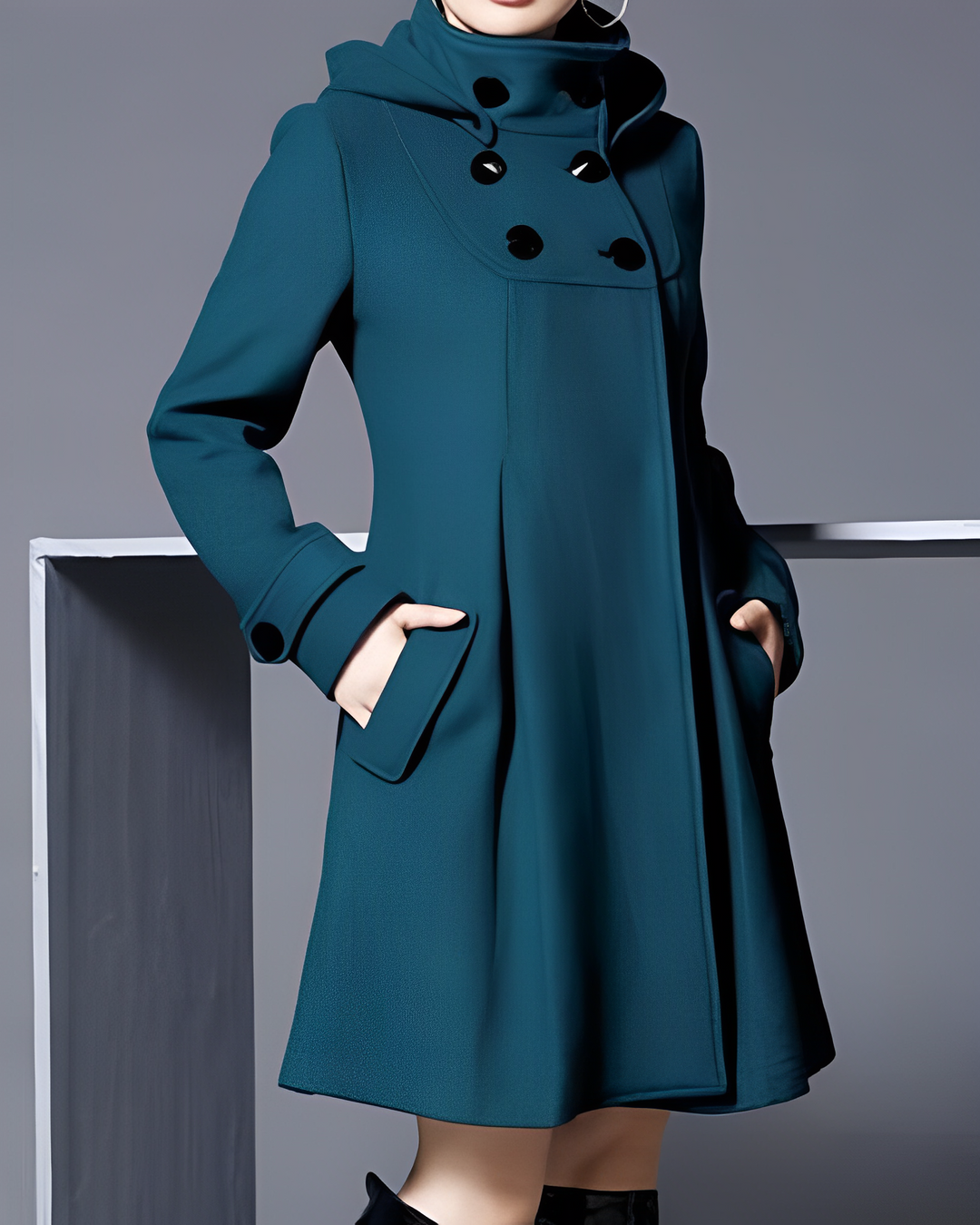 Abrigo Invernal Mujer Capucha Botones - Vestiria