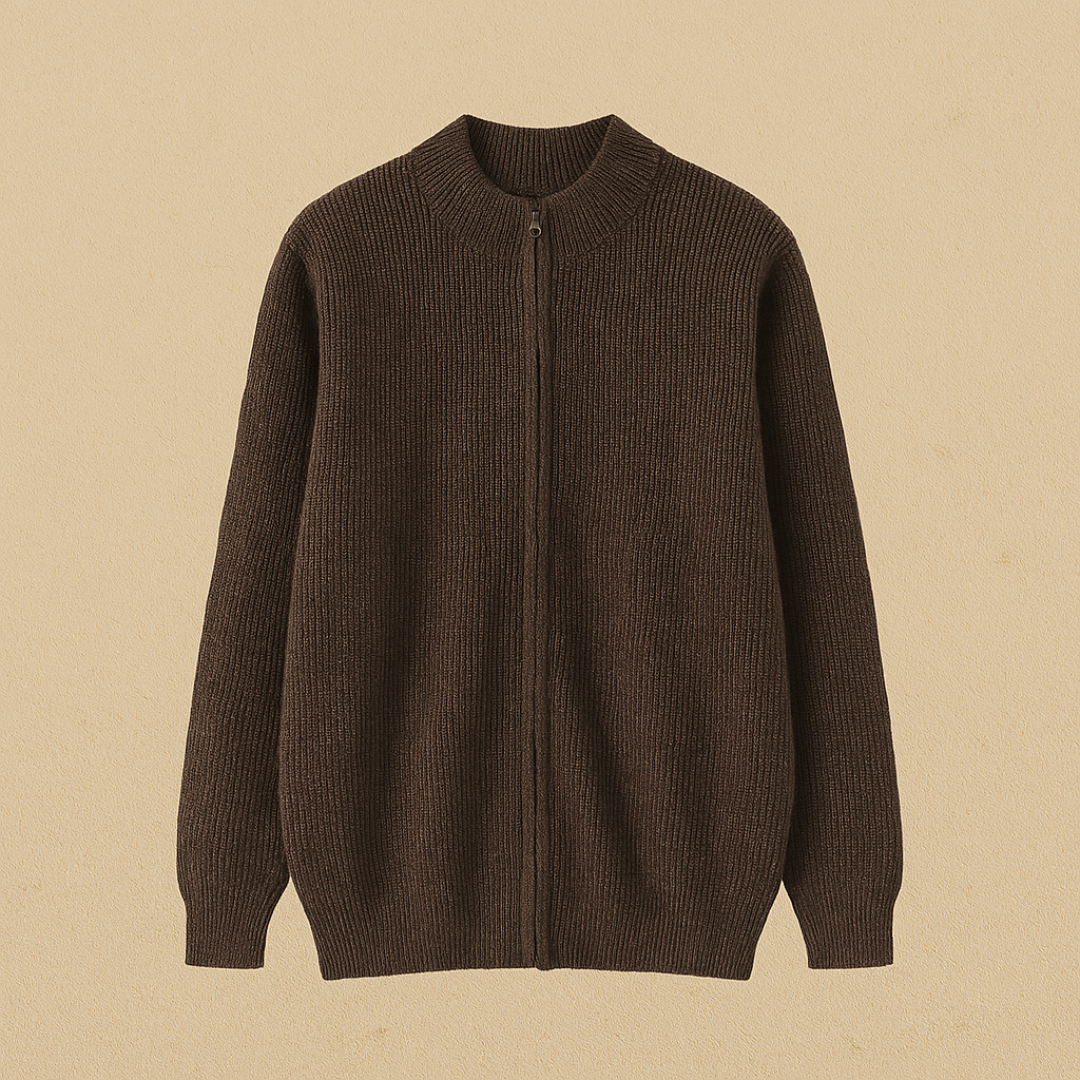 Chaqueta de punto hombre manga larga cierre cremallera