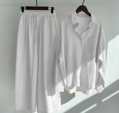 Conjunto Mujer Casual Blusa Larga Pantalón Ancho
