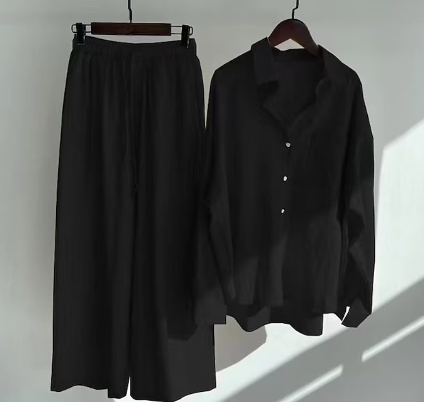 Conjunto Mujer Casual Blusa Larga Pantalón Ancho - Vestiria