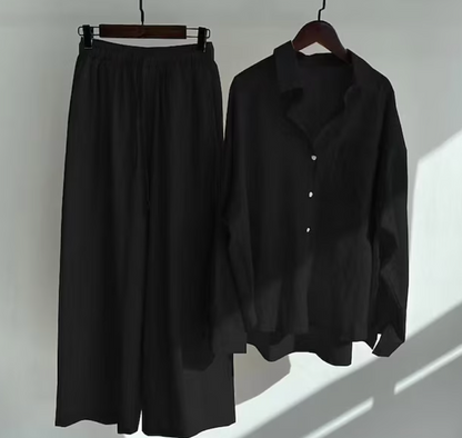 Conjunto Mujer Casual Blusa Larga Pantalón Ancho - Vestiria