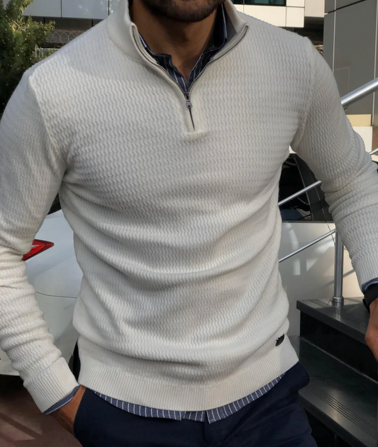 Suéter Hombre Cremallera Texturizado Moderno - Vestiria