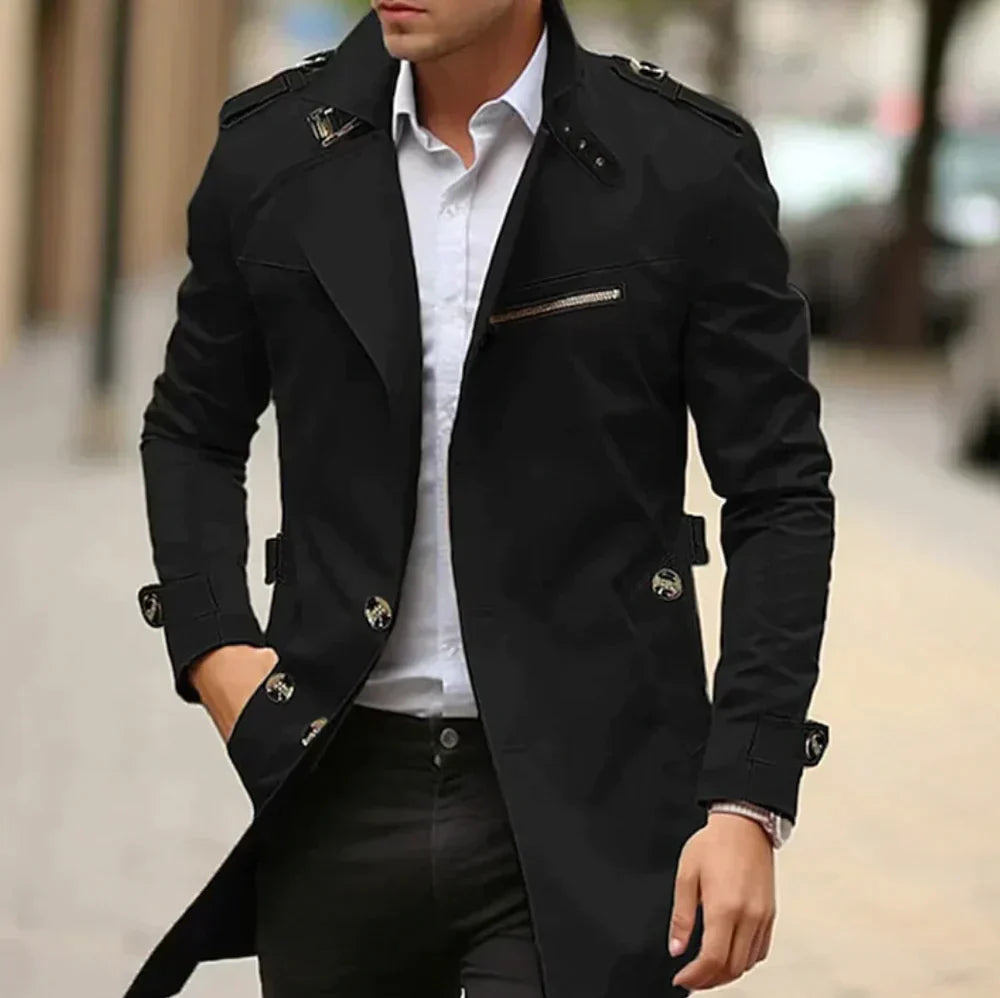 Abrigo Trench Hombre Clásico Elegante