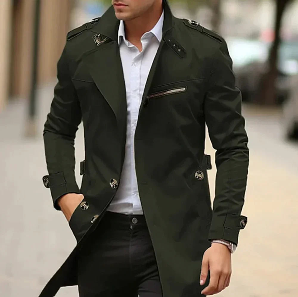 Abrigo Trench Hombre Clásico Elegante