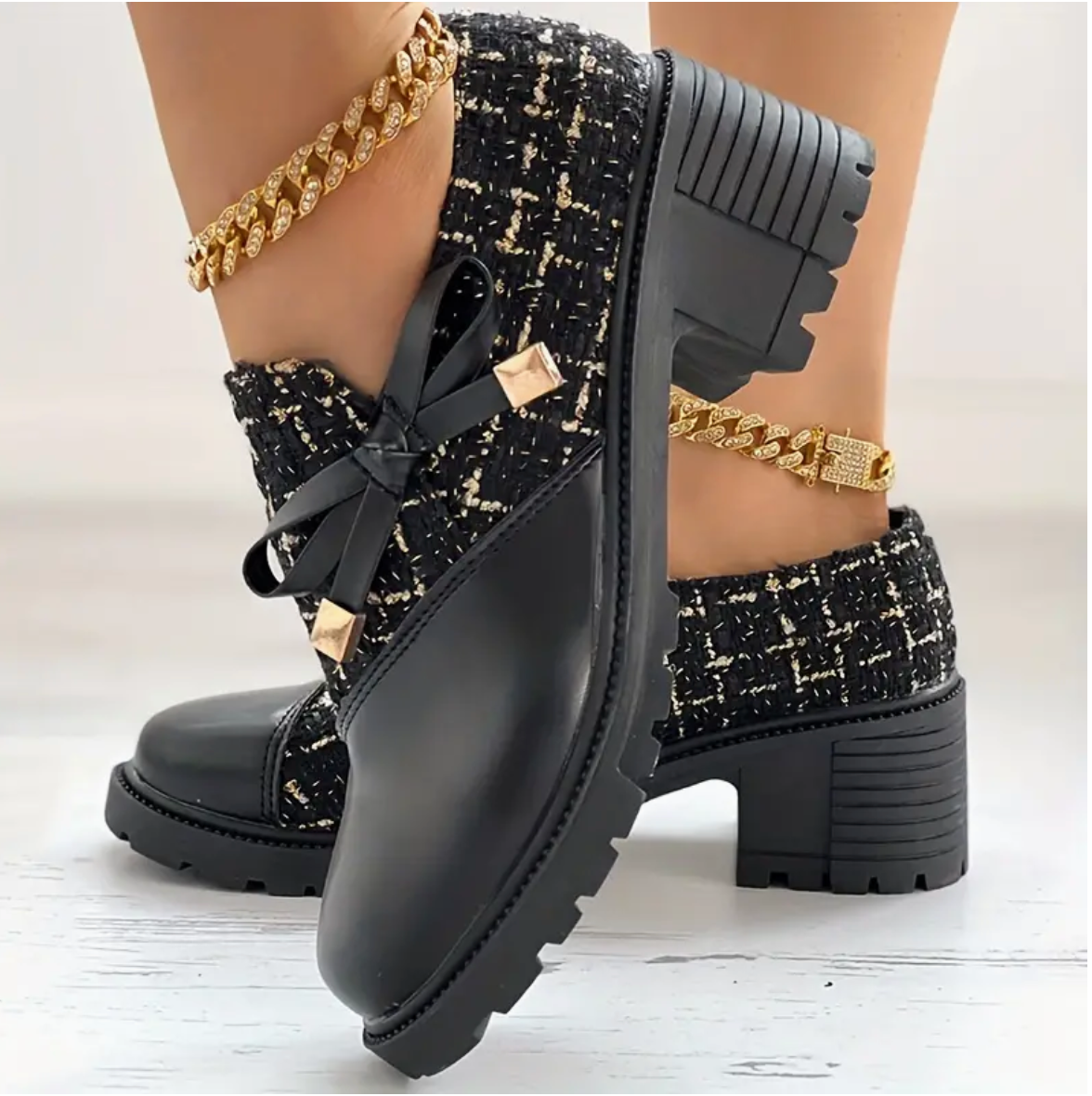 Zapatos Colourblock con Lazo Femininos