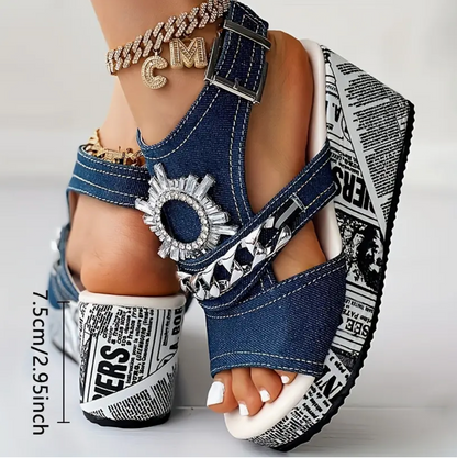 Sandalias de Plataforma Verano con Cadena Brillante