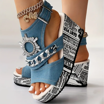 Sandalias de Plataforma Verano con Cadena Brillante